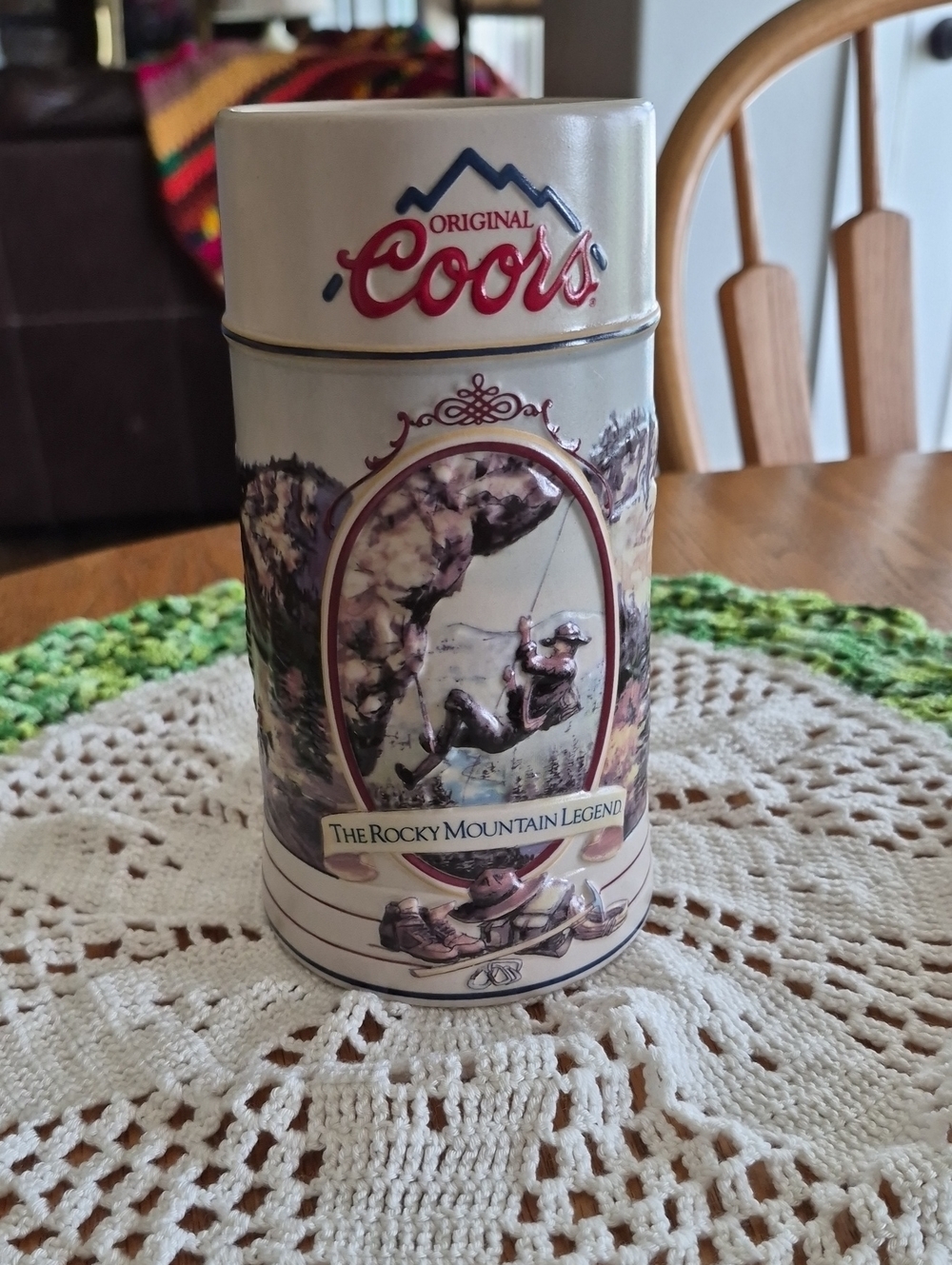 The Rocky Mountain Legend Decorative Coors Beer Stein - White